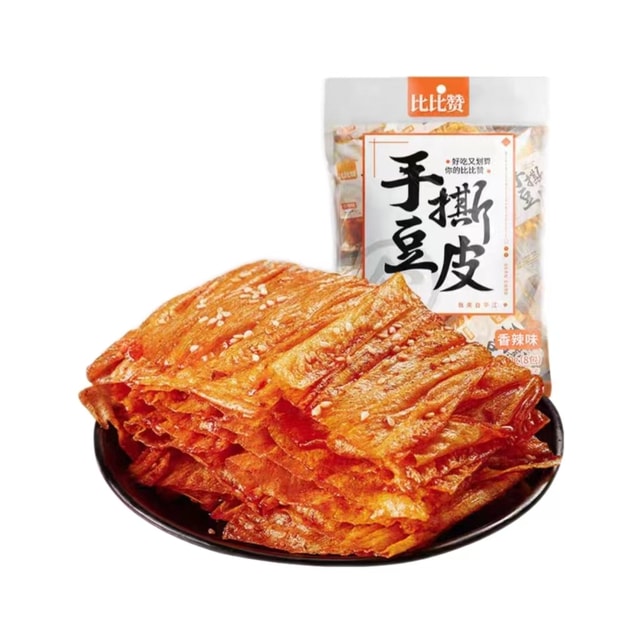 BiBiZan Hand-torn tofu skin spicy strips tofu dried spicy slices small package spicy snacks * 1 bag 8 sachets