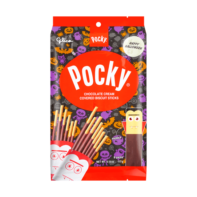 Halloween Japanese Chocolate Cream Pocky Cookie Sticks - Family Pack, 9 Packs, 4.12oz