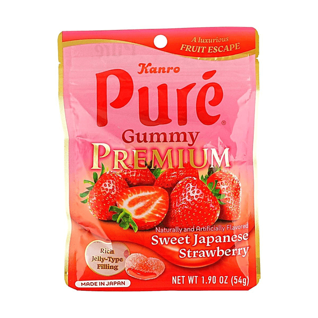 KANRO Pure Gummy Candy Premium Strawberry Flavor 1.9 oz