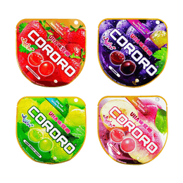 Mikakuto Cororo Fruit Juice Gummy Candy Strawberry+Peach+Shine Muscat+Grape Flavor, 6.2 oz 4 Flavor Combo Packs