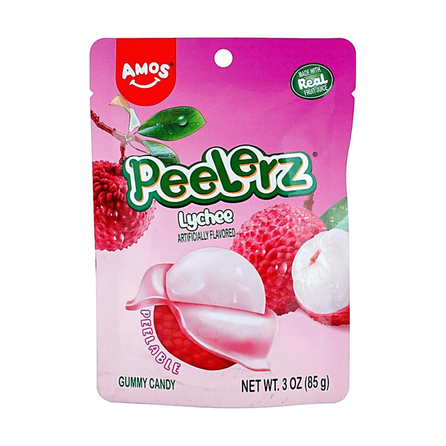 Amos Sweets Peelerz Gummy Candy Lychee Flavor, 3 oz