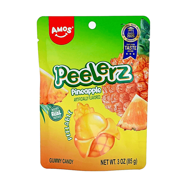 Amos Sweets Peelerz Gummy Candy Pineapple Flavor, 3 oz