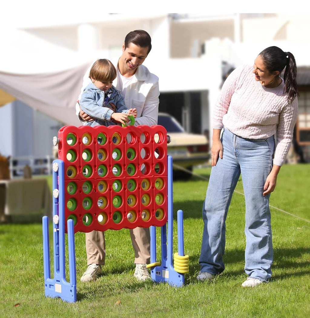 SDADI Jumbo 4 in a Row Game, 4-to-Score Giant Game Set with Adjustable Height (2.5-3.5 FT) for Kids & Adults