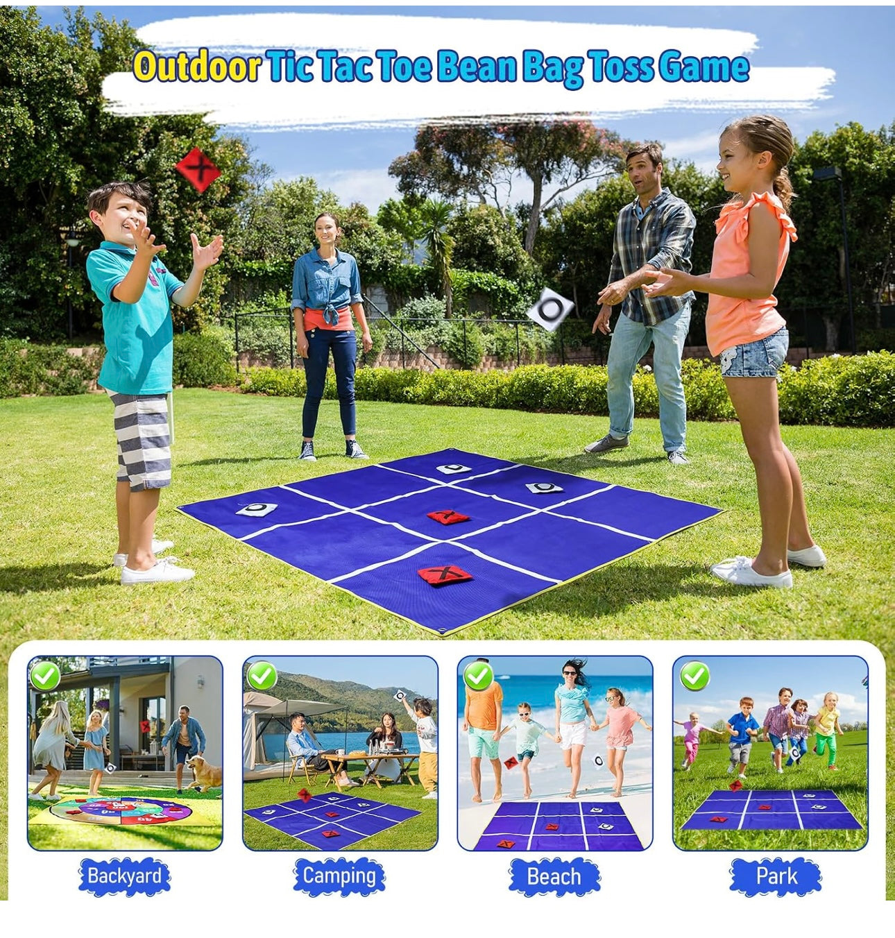 2-in-1 Outdoor Giant Tic Tac Toe Bean Bag Toss Games