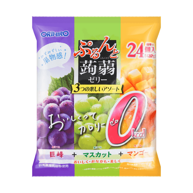 ORIHIRO Fruit Konjac Jelly, Kyoho Grape, Muscat Grape & Mango Flavor