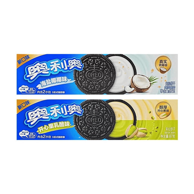 OREO Sandwich Cookies, Sea Salt Coconut Flavor+Pistachio Cheese Flavor 6.14 oz