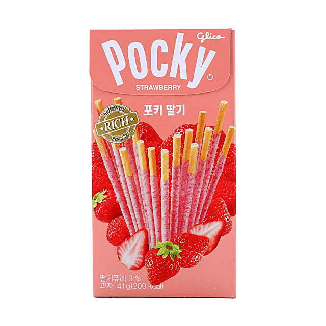 Glico.KR Pocky Strawberry Flavor Biscuit Sticks 1.45oz 【Rich Strawberry