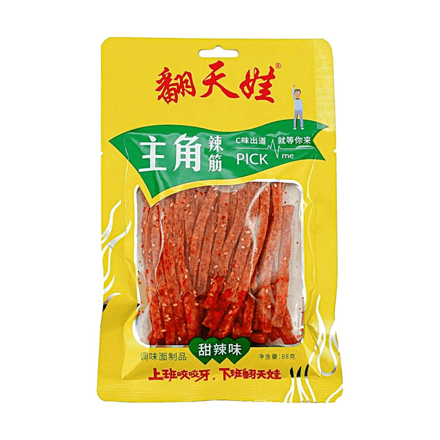 fan tian wa Latiao Spicy Gluten Strips, Sweet & Mala Flavor, 3.1 oz