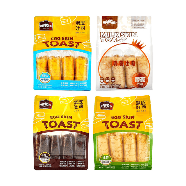BAKER LEE Egg Crust Toast, Original + Milk Quinoa + Chocolate + Matcha Flavor, 46.56 oz