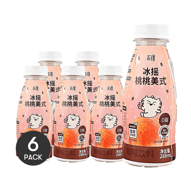 YONGPU Iced Shaken Peach Americano Coffee, 9.74 fl oz【6 Packs】