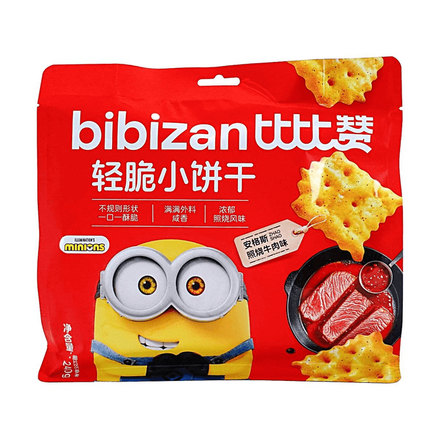 BiBiZan Light Crispy Cookies Angus Teriyaki Beef Flavor 8.47oz Minions