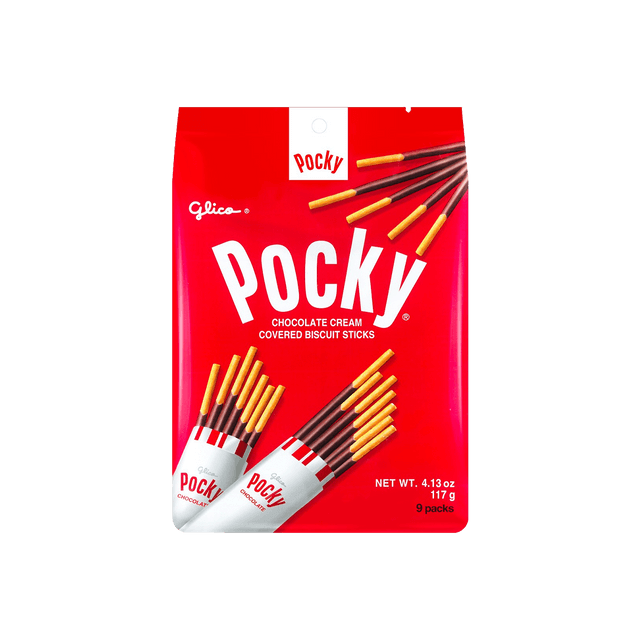 GLICO Pocky Classic Chocolate Cookie Sticks Family Pack, 9 Pack 4.13 oz